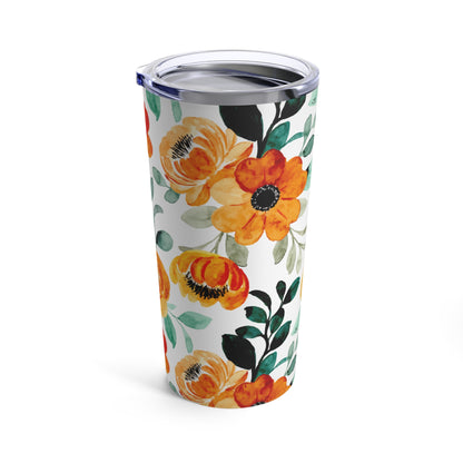 Orange Floral Tumbler 20oz