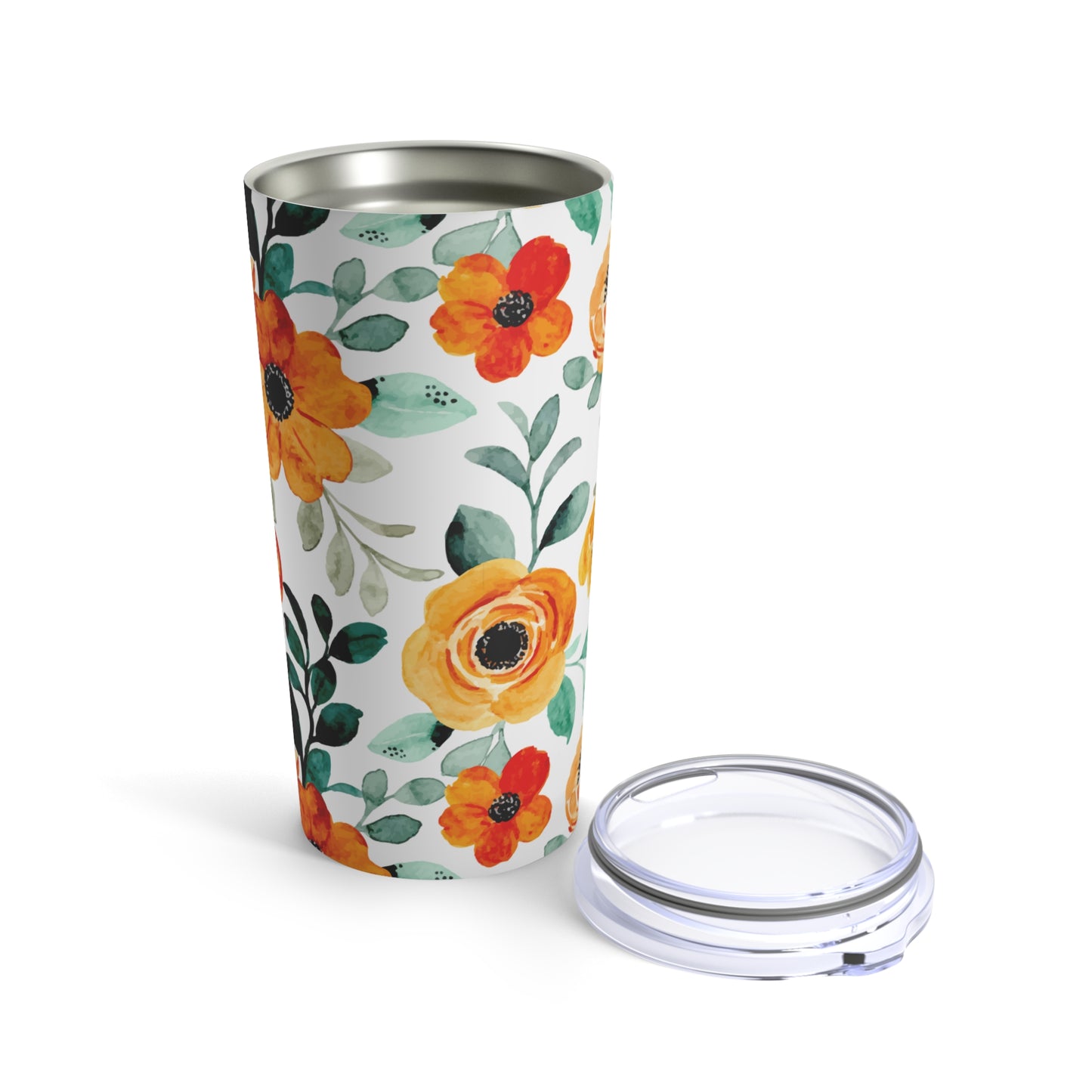 Orange Floral Tumbler 20oz