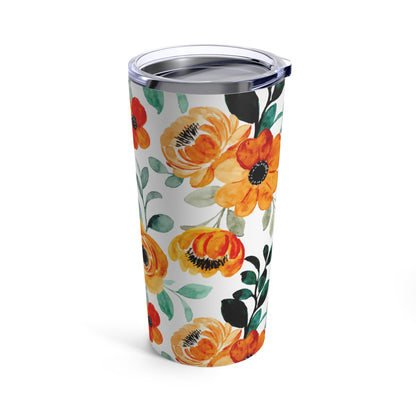 Orange Floral Tumbler 20oz