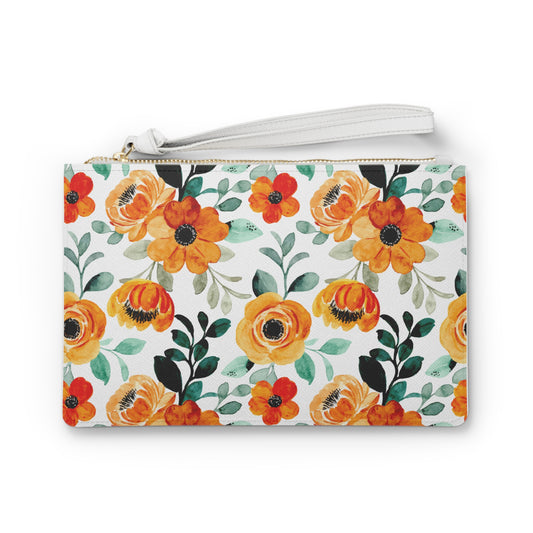 Orange Flower Clutch Bag