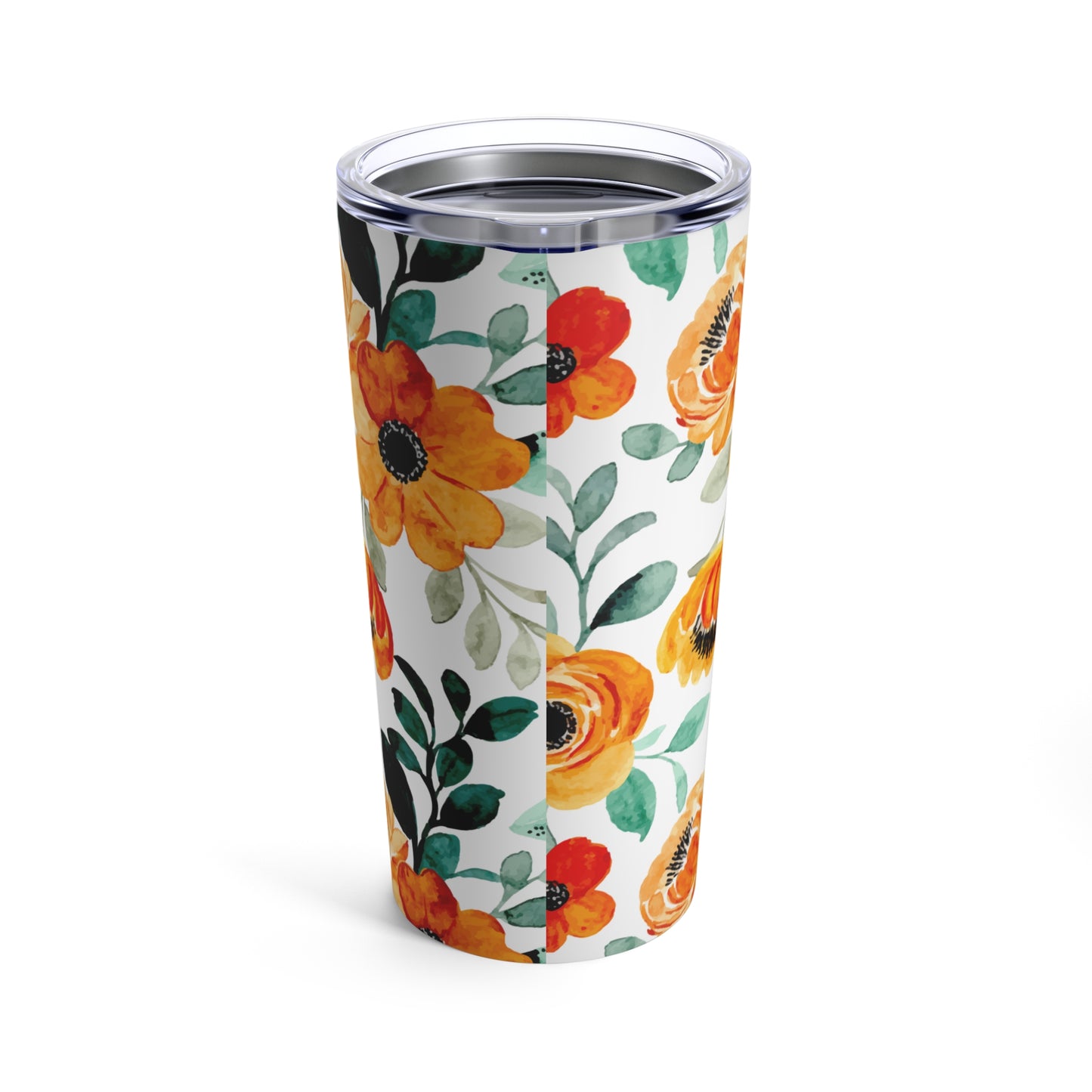 Orange Floral Tumbler 20oz