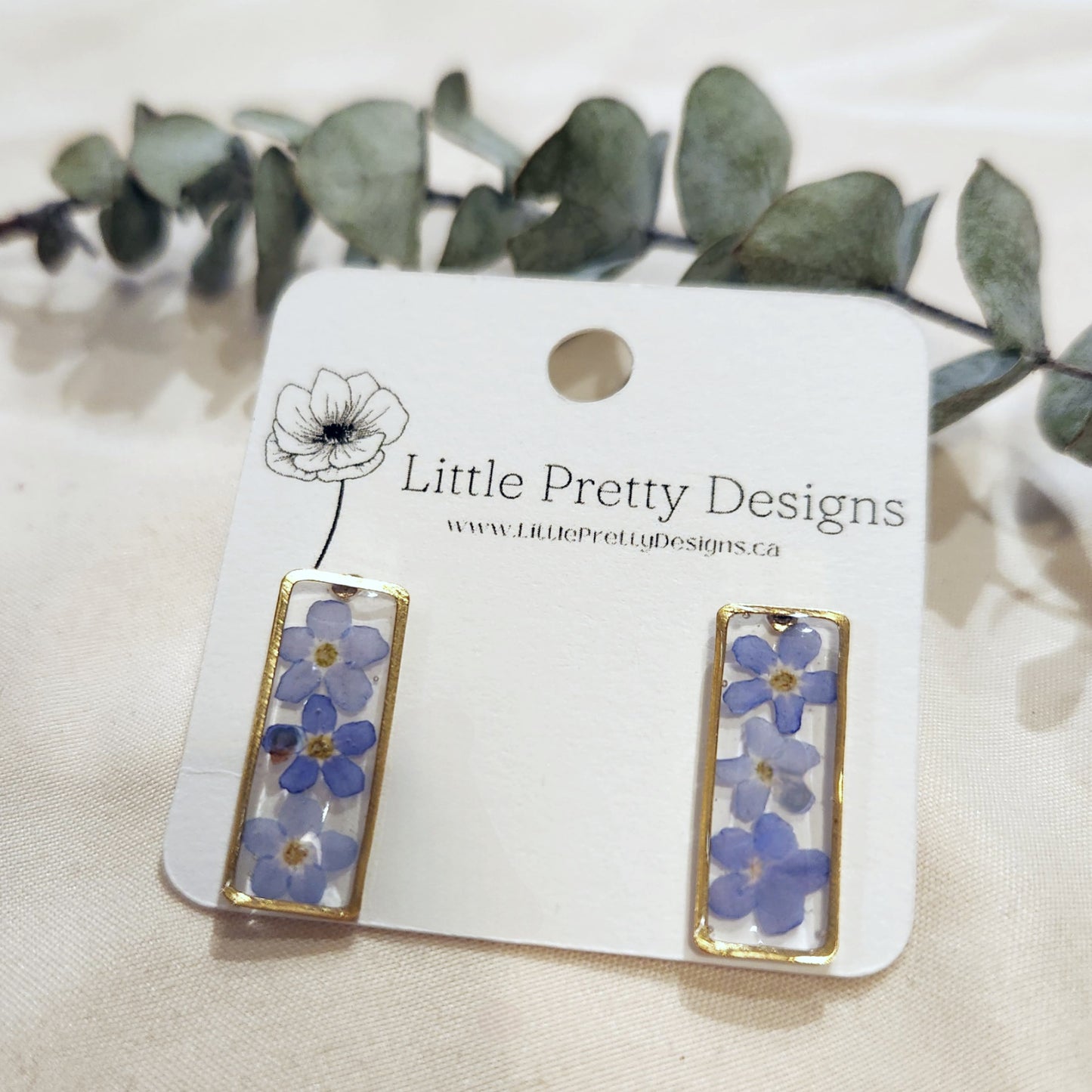 Rectangle Floral Stud Earrings