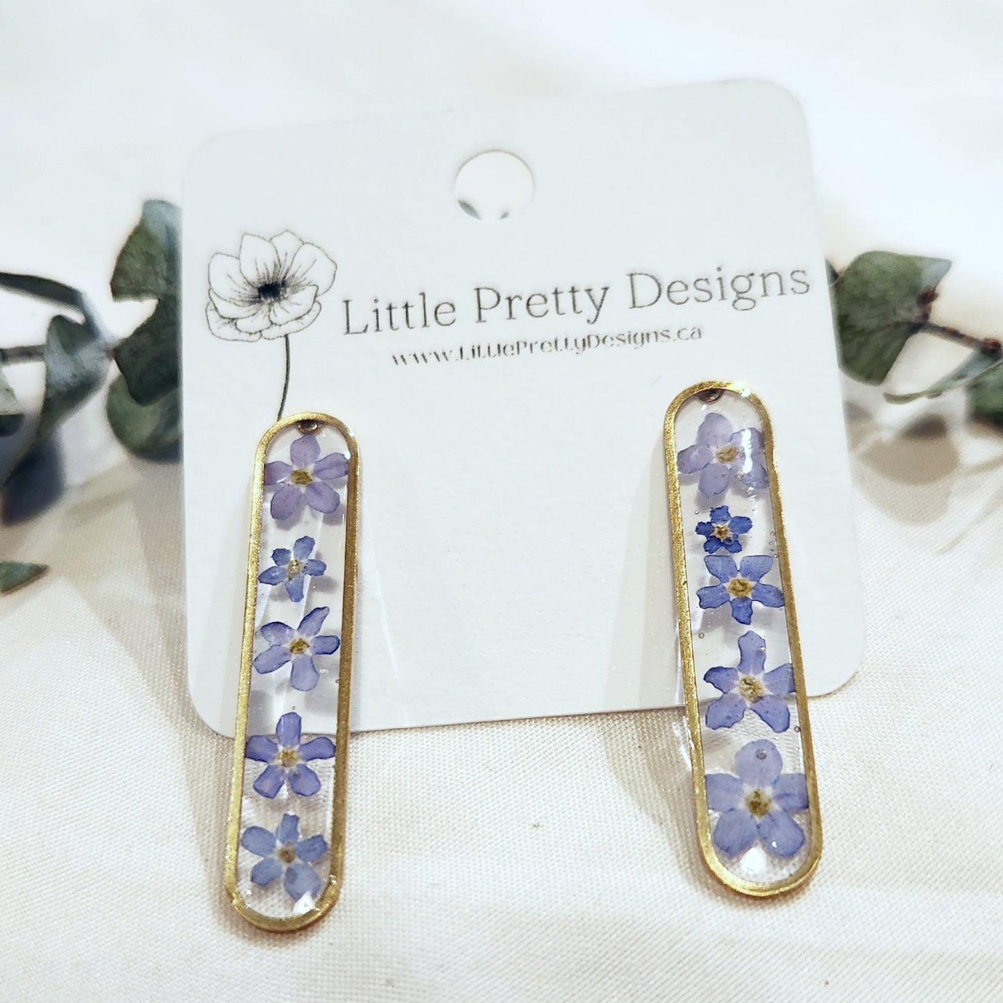 Long Oval Floral Stud Earrings