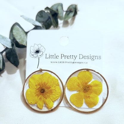 Round Floral Stud Earrings