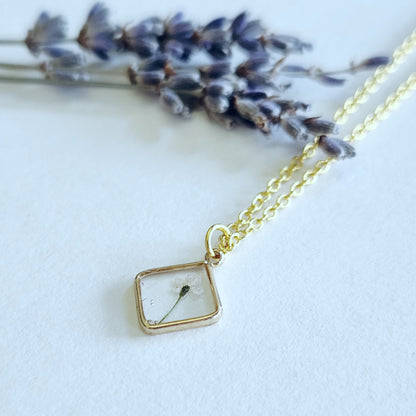 Dainty Square Floral Necklace