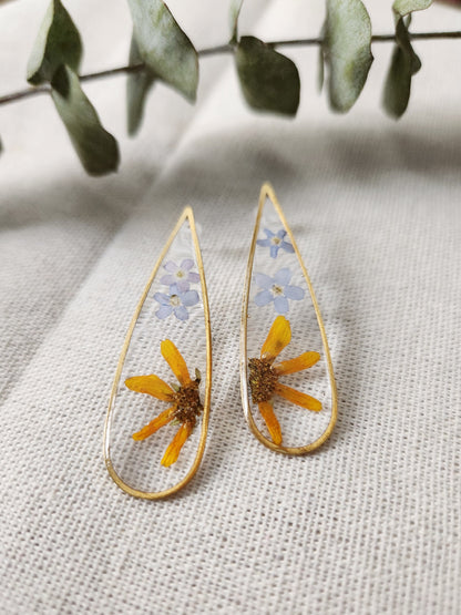 Teardrop Floral Stud Earrings