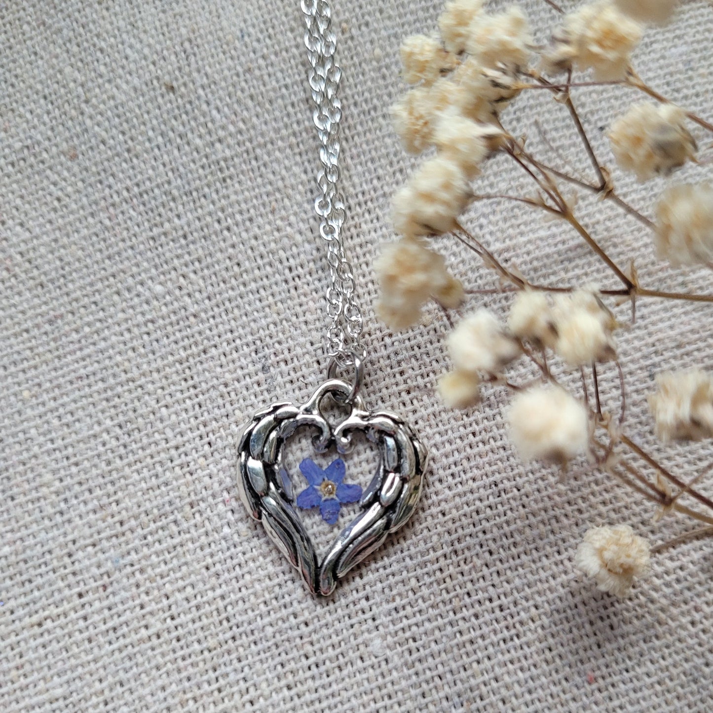 Forget Me Not Angel Wing Necklace