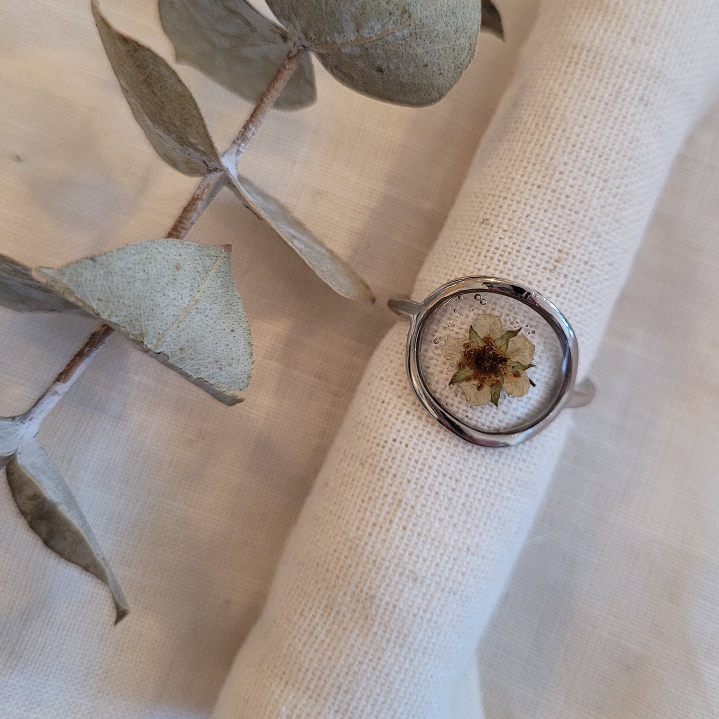 Pressed Strawberry Flower Ring