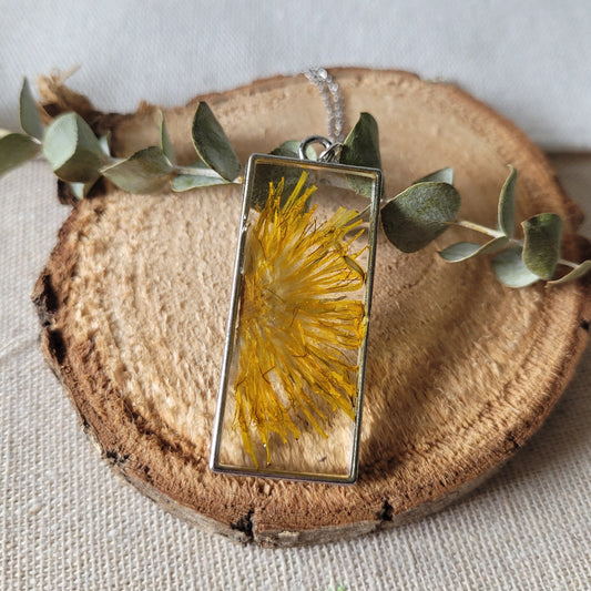 Pressed Dandelion Flower Necklace