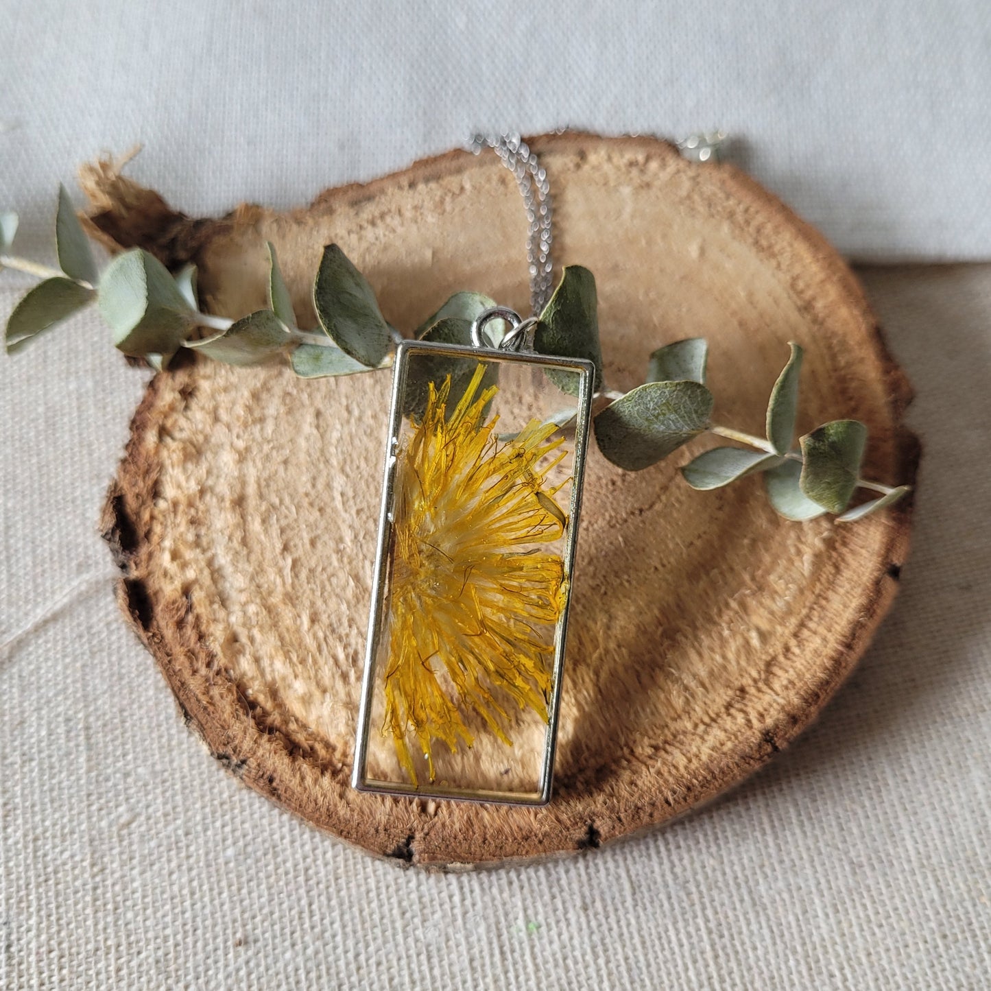 Pressed Dandelion Flower Necklace