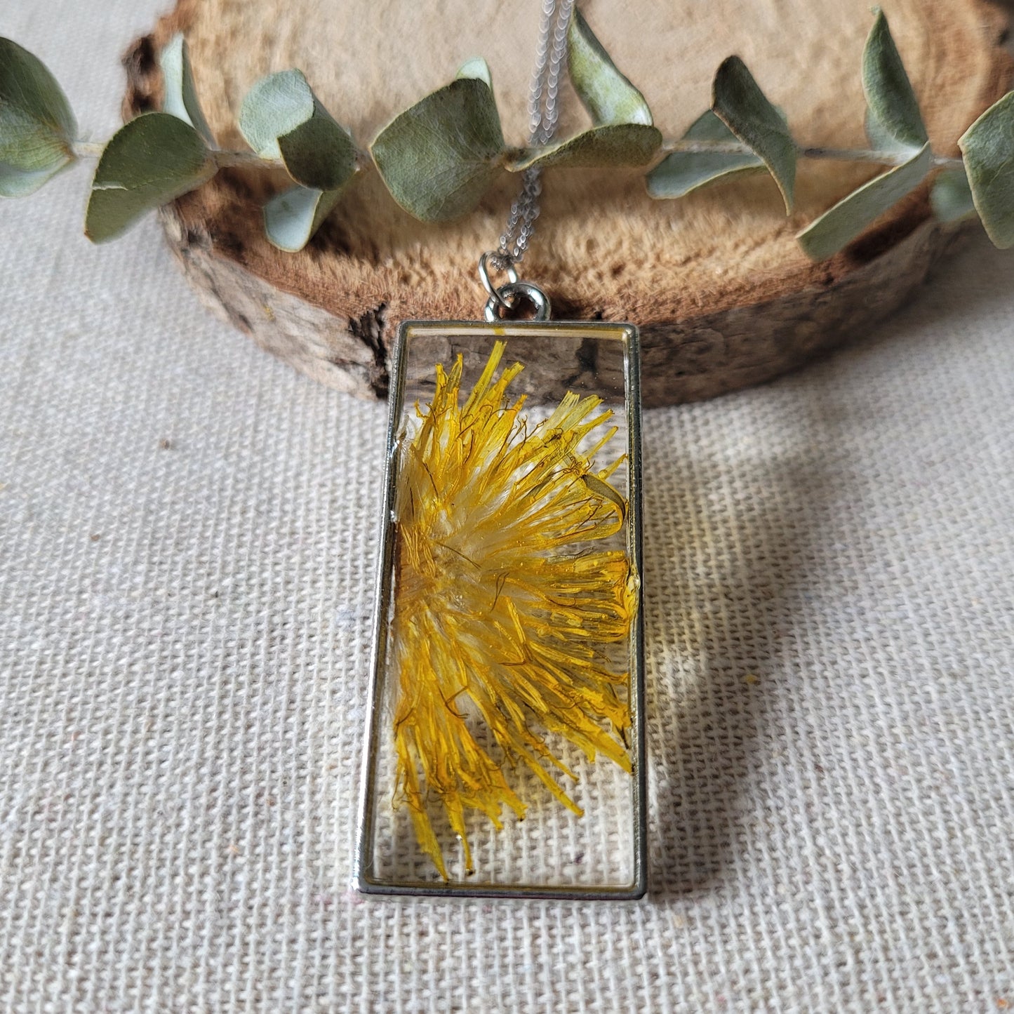 Pressed Dandelion Flower Necklace