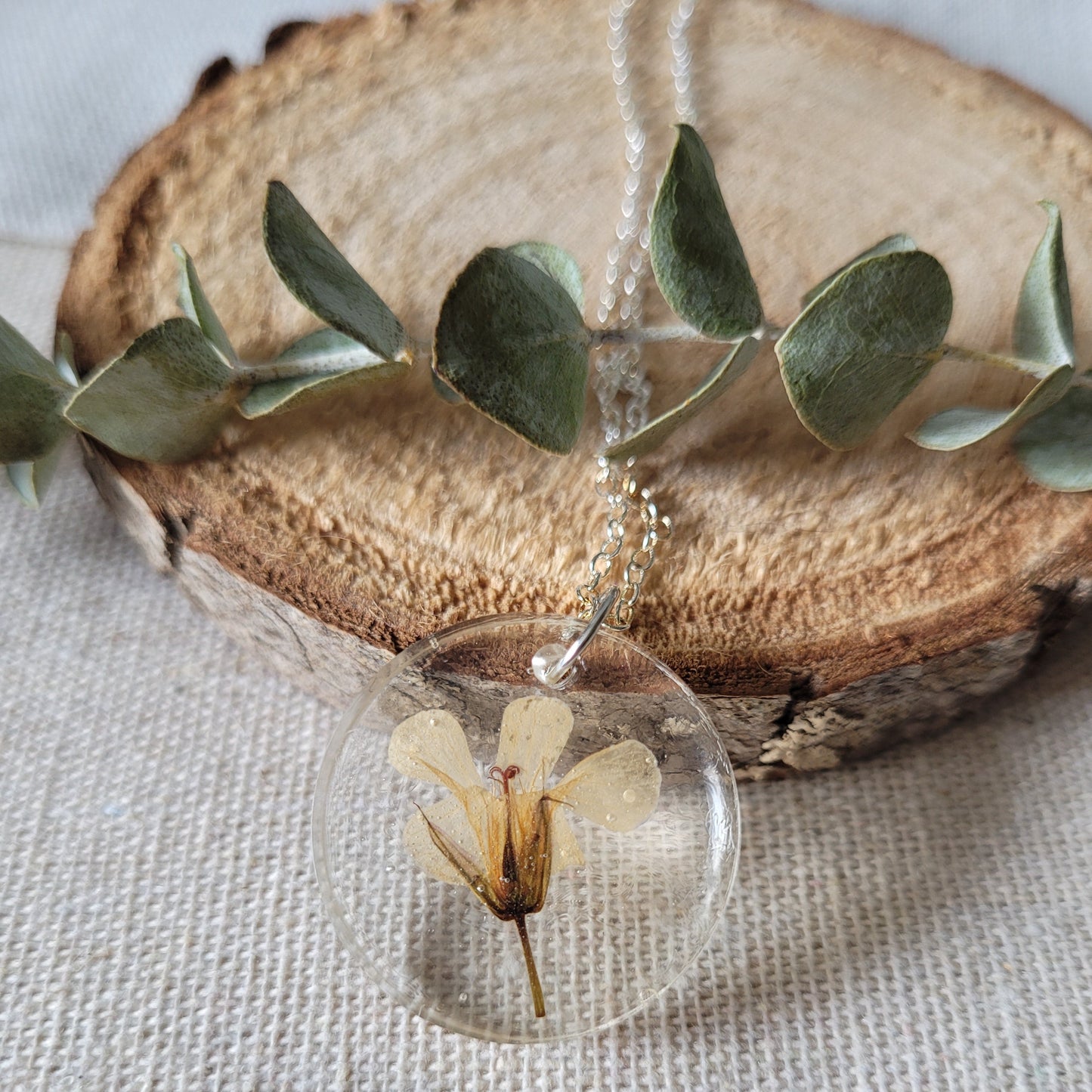 Wild Strawberry Flower Resin Necklace