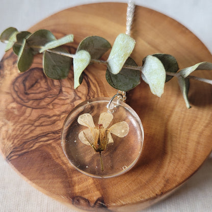 Wild Strawberry Flower Resin Necklace