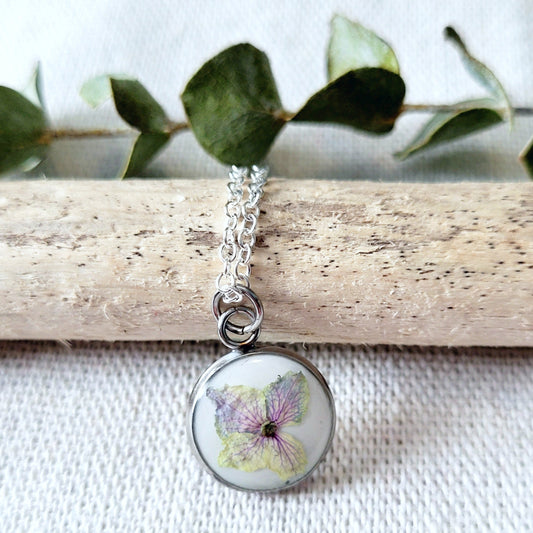 Pressed Hydrangea Necklace