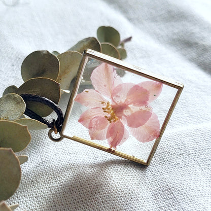 Pressed Larkspur Flower Diamond Necklace