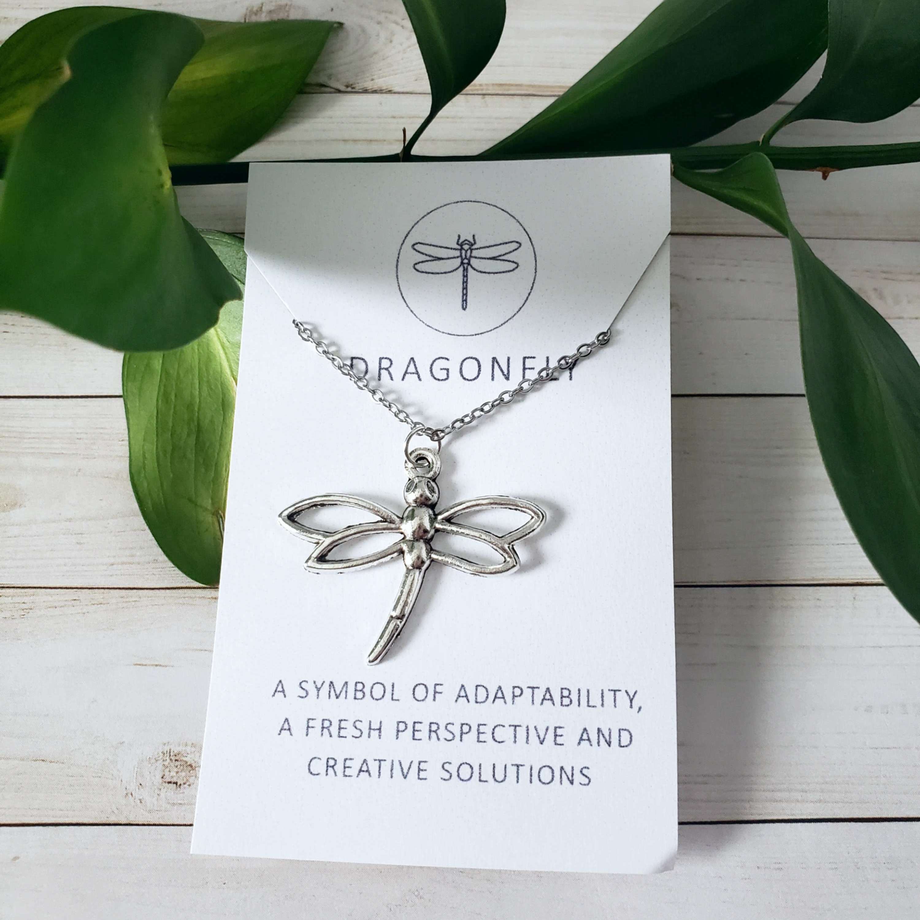 Dragonfly Spirit Animal Silver Charm Necklace