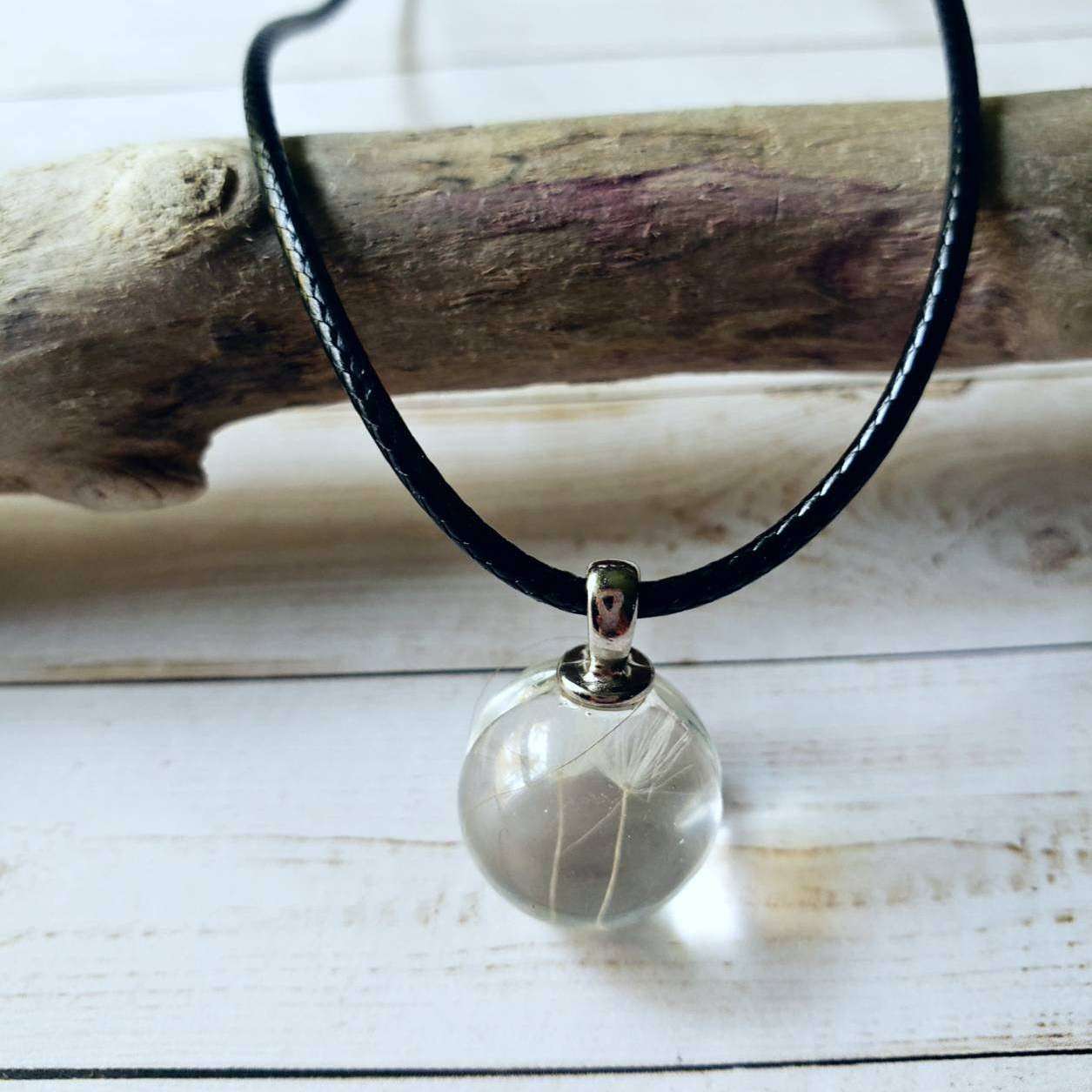 Pressed Dandelion Seed Resin Necklace::LittlePrettyDesigns