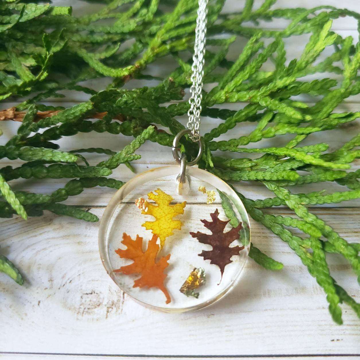 Pressed Fall Leaf Necklace::LittlePrettyDesigns