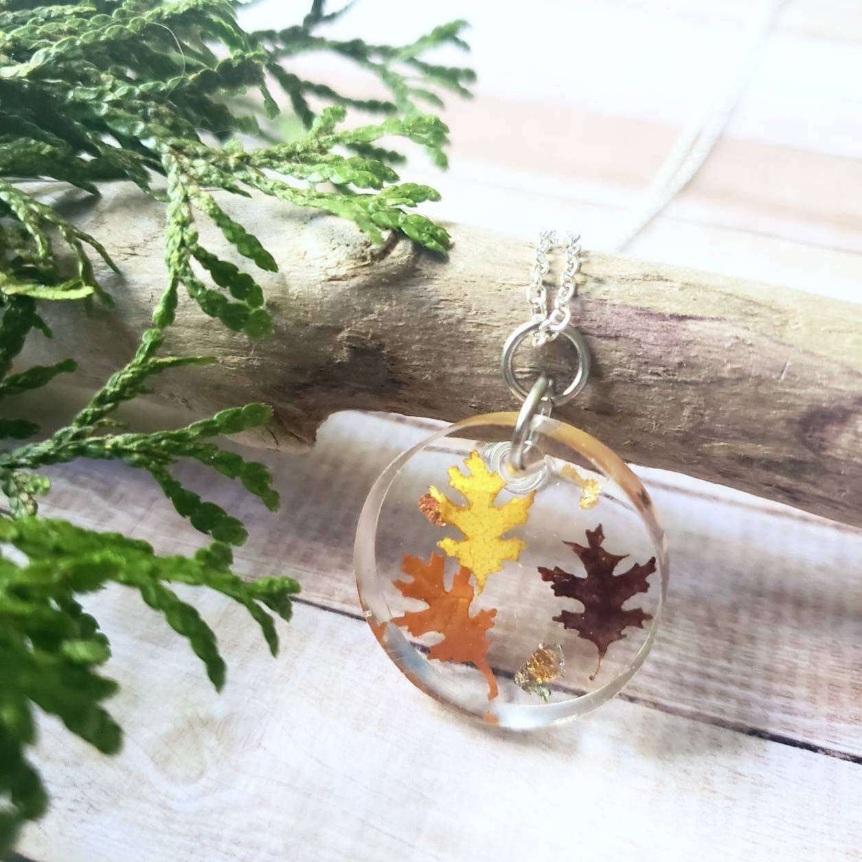 Pressed Fall Leaf Necklace::LittlePrettyDesigns