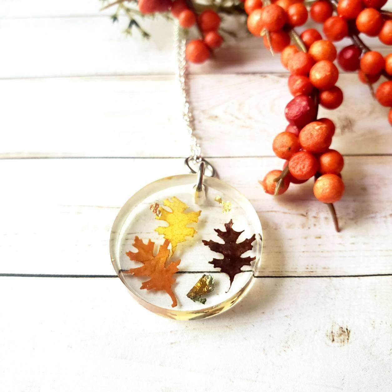 Pressed Fall Leaf Necklace::LittlePrettyDesigns