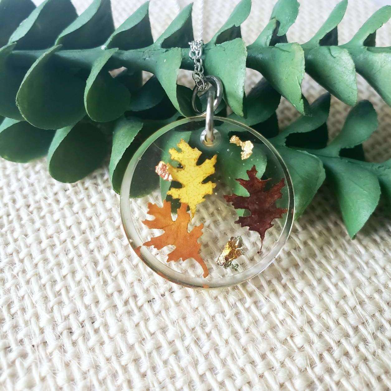 Pressed Fall Leaf Necklace::LittlePrettyDesigns