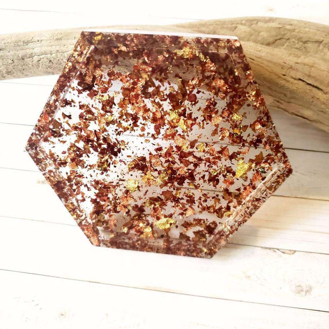 Pressed Rose Petal Resin Coaster::LittlePrettyDesigns