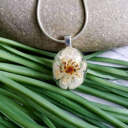 Pressed Strawberry Flower Necklace::LittlePrettyDesigns