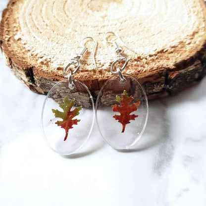 Tiny Red Fall Leaf Drop Earrings::LittlePrettyDesigns