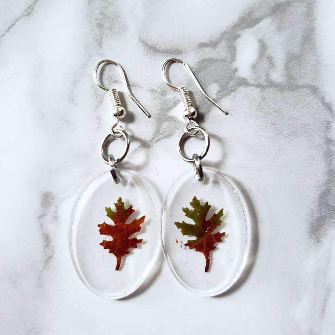 Tiny Red Fall Leaf Drop Earrings::LittlePrettyDesigns