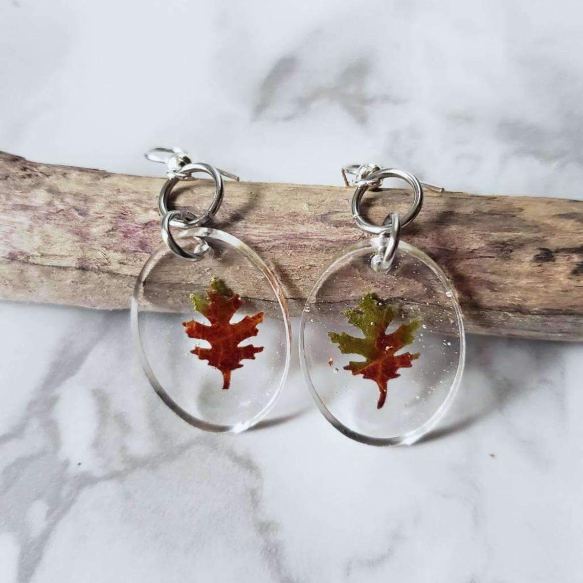 Tiny Red Fall Leaf Drop Earrings::LittlePrettyDesigns